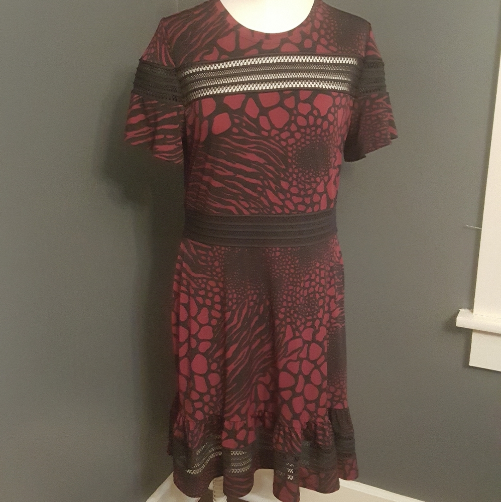 Michael kors black and red knee length dress size large